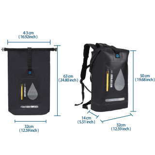 Roll-top Waterproof Backpack With 2L Dry Bag Attached