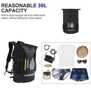 Roll-top Waterproof Backpack With 2L Dry Bag Attached