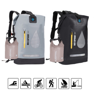 Roll-top Waterproof Backpack With 2L Dry Bag Attached