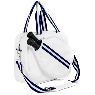 White PU Crossbody Pickleball Bag Women Pickleball Tote Bag Pickleball Paddle Shoulder Bag with Water Bottle Holder, Pickleball Gift Idea