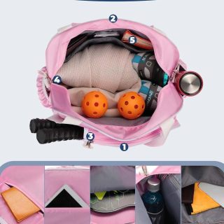 Large Pickleball Tote Bag with Zipper &Removable Shoulder Strap, for 8 Paddles & Clothing