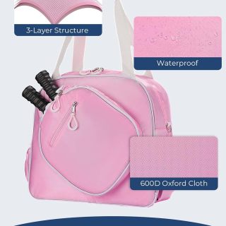 Large Pickleball Tote Bag with Zipper &Removable Shoulder Strap, for 8 Paddles & Clothing