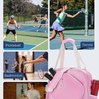 Large Pickleball Tote Bag with Zipper &Removable Shoulder Strap, for 8 Paddles & Clothing