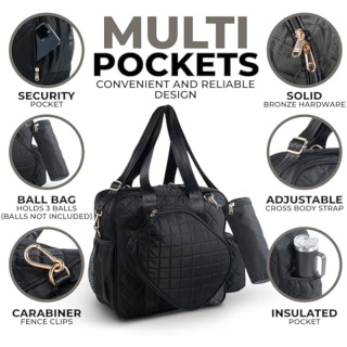 Pickleball Bags For Women With Fence Hook | Womens Pickleball Bag | Mens Pickleball Bag | Pickleball Paddle Bag Tote For Women and Men | Gifts