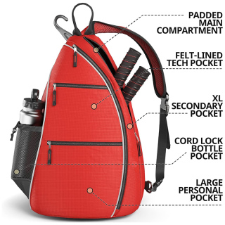 Crossbody Backpack for Pickleball, Tennis, Racketball, and Travel for Men and Women
