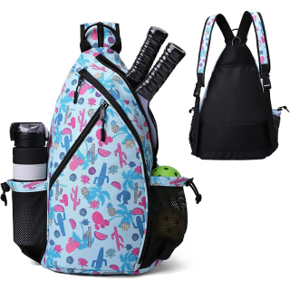 Pickleball Bag for Women & Men, Adjustable Reversible Sling Bags with Fence Hook, Protable Pickle Ball Paddle Backpack, Pickleball Accessories