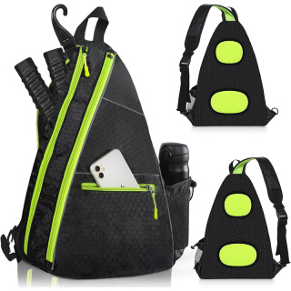 Pickleball Bag Unisex Adjustable Sling Backpack with Fence Hook Multiple Compartments