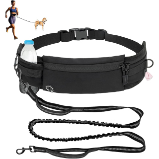 Dog Leash Crossbody Dog Running Leash Waist Belt with Zipper Pouch for Small Medium Large Dogs Waist Dog Leash Fanny Pack for Walker