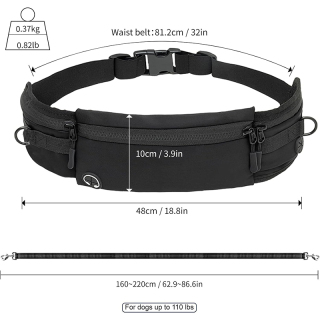 Dog Leash Crossbody Dog Running Leash Waist Belt with Zipper Pouch for Small Medium Large Dogs Waist Dog Leash Fanny Pack for Walker