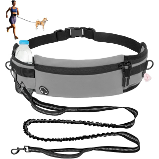 Dog Leash Crossbody Dog Running Leash Waist Belt with Zipper Pouch for Small Medium Large Dogs Waist Dog Leash Fanny Pack for Walker
