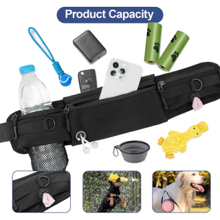 Dog Leash Crossbody Dog Running Leash Waist Belt with Zipper Pouch for Small Medium Large Dogs Waist Dog Leash Fanny Pack for Walker