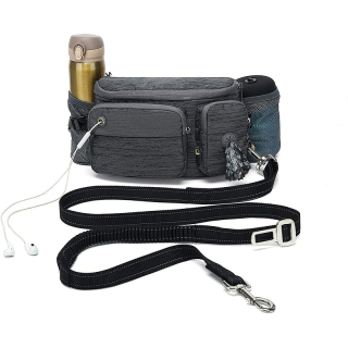 5.8FT Dog Running Leash,Adjustable Waist Belt for Walking Training Hiking Jogging Biking,Car Seat Belt Buckle,Reflective Stitches