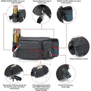 5.8FT Dog Running Leash,Adjustable Waist Belt for Walking Training Hiking Jogging Biking,Car Seat Belt Buckle,Reflective Stitches