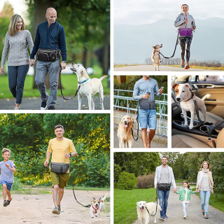 5.8FT Dog Running Leash,Adjustable Waist Belt for Walking Training Hiking Jogging Biking,Car Seat Belt Buckle,Reflective Stitches