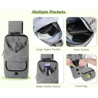 Multifunctional Crossbody Rope with Bag, Elastic Nylon Double Hands Free Leash with Pouch Reflective Shock Absorbing
