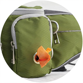 Dog Walk Waist Fanny Pack Treat Pouch with Collapsible Water Bowl and Water Bottle Holder- Large M/L Dogs (Olive Green)