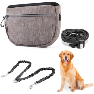 Dog Leash Waist Leash Bungee Retractable for Medium and Large Dogs, with Reflective Stitches for Walking, Jogging and Running