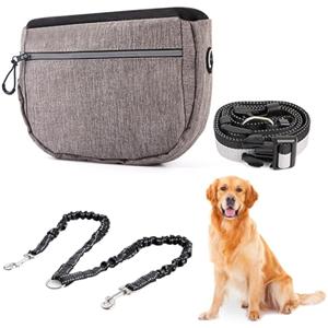 Dog Leash Waist Leash Bungee Retractable for Medium and Large Dogs, with Reflective Stitches for Walking, Jogging and Running