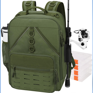 Medium Fishing Tackle Daily Backpack, Large Storage Water-resistant Fishing Bag Store Fishing Gear and Equipment