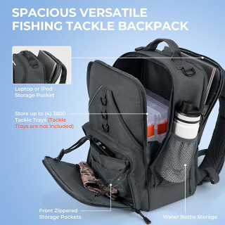 Medium Fishing Tackle Daily Backpack, Large Storage Water-resistant Fishing Bag Store Fishing Gear and Equipment