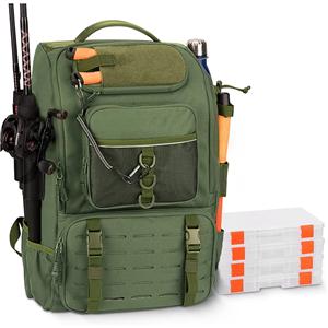 Fishing Tackle Backpack with Rod Holders 4 Tackle Boxes,40L Fishing Bag Storage Fishing Gear and Equipment