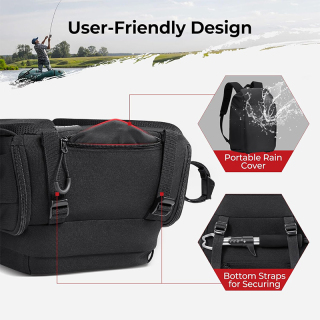 Fishing Backpack/Sling Bag with Rod & Gear Holder, Lightweight Sling Tackle Storage Bag with Protective Rain Cover