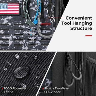 Fishing Backpack/Sling Bag with Rod & Gear Holder, Lightweight Sling Tackle Storage Bag with Protective Rain Cover