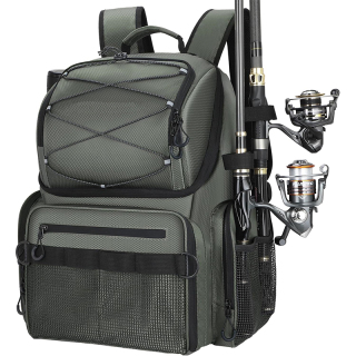 Fishing Backpack with Rod Holders & Cooler, 45L Large Water-resistant Fishing Tackle Bag,Fishing Tackle Backpack