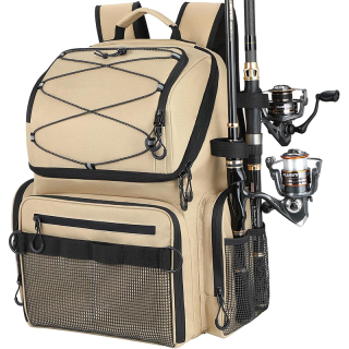 Fishing Backpack with Rod Holders & Cooler, 45L Large Water-resistant Fishing Tackle Bag,Fishing Tackle Backpack