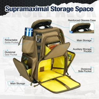 Fishing Tackle Backpack with 4 Trays, Large Outdoor Storage Tackle Bag with Protective Rain Cover for Fishing Gear