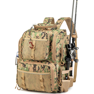 Fishing Tackle Backpack with Rod Holders (Trays Not included), Bottle Holder, for Fishing Gear, Equipment