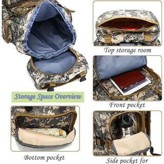 70L Waterproof Hiking Daypack Large Hiking Backpack, Hunting Camping Rucksack Backpack for Men Outdoor Sports Backpack (Desert camouflage)