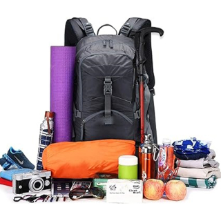 45L Hiking Travel Backpack Waterproof with Rain Cover, Outdoor Camping Daypack for Men Women