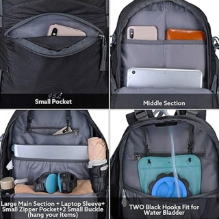 45L Hiking Travel Backpack Waterproof with Rain Cover, Outdoor Camping Daypack for Men Women