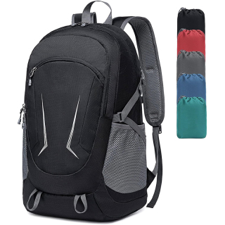 Ultra Lightweight Packable Backpack for Travel Camping, 45L Hiking Backpack Waterproof Foldable Daypack for Men Women Black