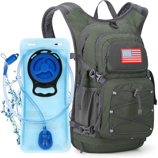 Hydration Backpack, Hiking Backpack with 2L/3L Water Bladder, High Flow Bite Valve Water Backpack Lightweight