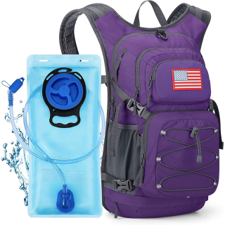 Hydration Backpack, Hiking Backpack with 2L/3L Water Bladder, High Flow Bite Valve Water Backpack Lightweight