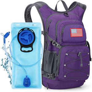 Hydration Backpack, Hiking Backpack with 2L/3L Water Bladder, High Flow Bite Valve Water Backpack Lightweight
