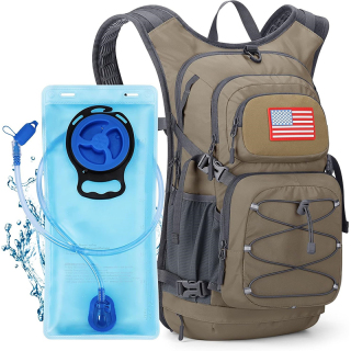 Hydration Backpack, Hiking Backpack with 2L/3L Water Bladder, High Flow Bite Valve Water Backpack Lightweight