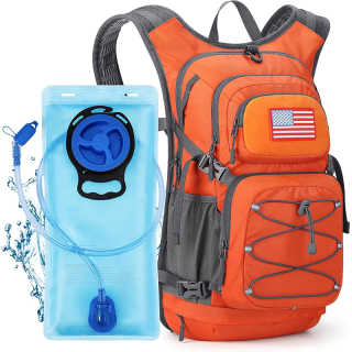 Hydration Backpack, Hiking Backpack with 2L/3L Water Bladder, High Flow Bite Valve Water Backpack Lightweight