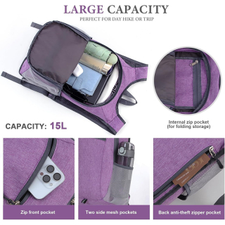 15L Hiking Backpack Small Travel Backpack Lightweight Packable Backpacks Casual Daypack for Women and Men, Turquoise