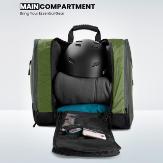 38L Ski Boot Bag, Air Travel Snowboard Boot Backpack with Waterproof Bottom for Ski Helmet, Goggles and Gloves