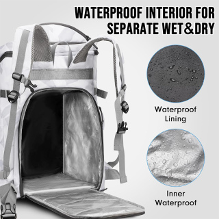 65L Ski Boot Bag Backpack with 8 Pockets, Waterproof Ski Snowboard Boot Bags for Air Travel, Ski Gear Bag Backpacks for Boots, Accessories for Adults