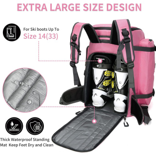 65L Ski Boot Bag,Large Duffle Travel Bag,1680D Nylon Waterproof Padded Ski Boot Bag Backpack For Women Men Kids