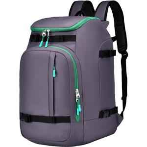 Ski Boot Bag Black Cooler Backpack 50L Waterproof Snowboard Travel Luggage Snow Bags for Youth Men Ski Helmet Goggles Gloves Skiing Gear Accessories