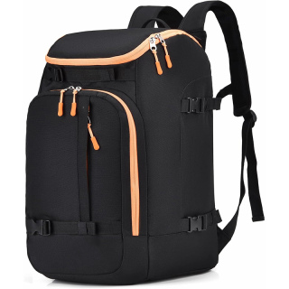 Ski Boot Bag Black Cooler Backpack 50L Waterproof Snowboard Travel Luggage Snow Bags for Youth Men Ski Helmet Goggles Gloves Skiing Gear Accessories