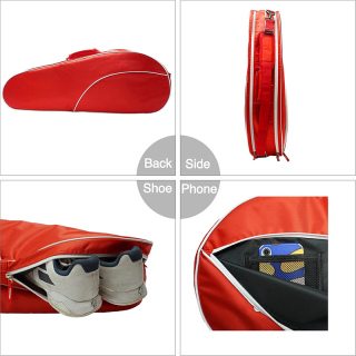 Tennis Racket Bag (3-5 Racquet), with Shoe & Phone Compartment and Protective Pad, Super Roomy and Lightweight Racquet Bag for Tennis, Badminton