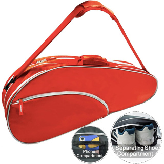 Tennis Racket Bag (3-5 Racquet), with Shoe & Phone Compartment and Protective Pad, Super Roomy and Lightweight Racquet Bag for Tennis, Badminton