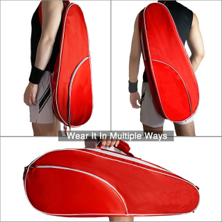 Tennis Racket Bag (3-5 Racquet), with Shoe & Phone Compartment and Protective Pad, Super Roomy and Lightweight Racquet Bag for Tennis, Badminton