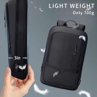 Backpack Business Slim Backpack with USB Charger Computer Lightweight Anti-theft Travel (15.6 Inch)